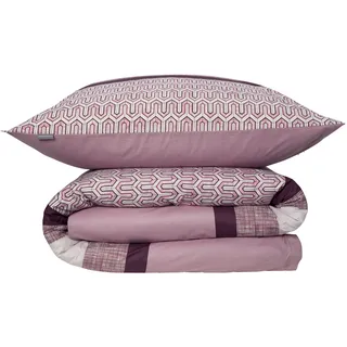 SCHIESSER Siena Gestreift Burgund 135 x 200 cm + 80 x 80 cm