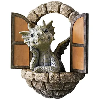 JINJUMEI Gartendrachen Figuren Deko Drache Gartenfigur Polyresin Garten Drachen Figuren Statue Gartendrachen Figuren Deko Harz-Drachen-Ornamente Drachenstatue für Bäume Garten Terrasse Und Hof