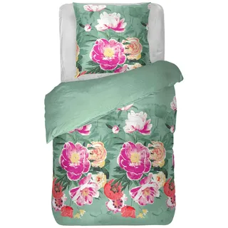 BestLivings Bettwäsche Satin 80x80+135x200 Frühjahresblumen Grün