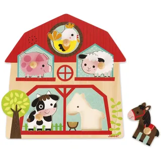 Janod J07079 - Musikpuzzle Bauernhof-Freunde 5 Teile
