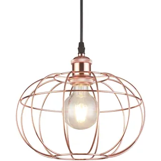 GTV Pendelleuchte VIELA - Hängeleuchte Kugel aus poliertem Kupfer, Ø27,5 cm, Loft & Glamour Design, dekorative Deckenlampe, E27 Fassung einflammig