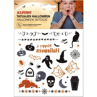 Alpino Halloween conçoit des Tatouages ​​temporaires | Tatouages ​​Amovibles aux Couleurs Orange, Noir et Violet | Tatouages ​​avec différents Motifs d'halloween, imperméables.