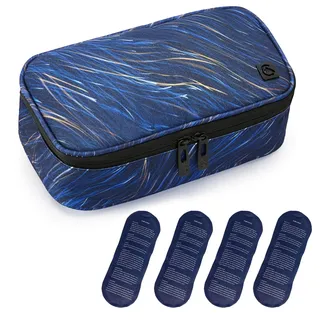 ALLCAMP Insulin Kühltasche Kühlbox für Tragbarer Organizer Diabetiker Medikamente mit 4 Eisbeuteln, Isolierfutter und Stiftaufbewahrung Blau