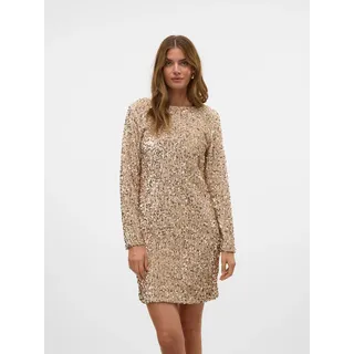 Vero Moda Partykleid »VMBELLA LS SHORT 2-WAY DRESS JRS«, mit Glitzer Pailletten, beige