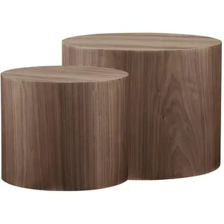 SalesFever Couchtisch rund Braun Walnuss 48 x 38 cm