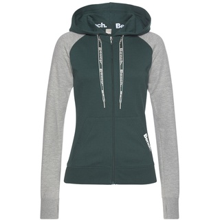 bench. loungewear Kapuzensweatjacke Damen dunkelgrün-hellgrau Gr.32/34