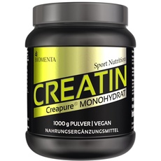 BIOMENTA Creapure Kreatin Monohydrat - 1kg Creatine Pulver Vorratspack - Messlöffel zur Dosierung – vegan – Premiumqualität