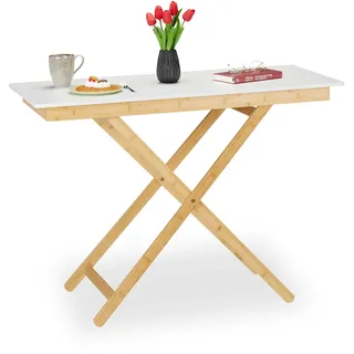 Relaxdays Klapptisch 105 x 50 x 70 cm Natur/weiß