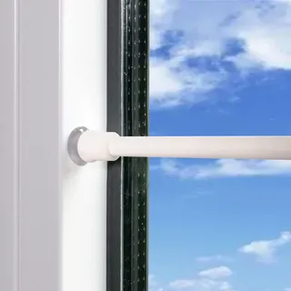2 Stücke Gardinenstange zum Klemmen, Vorhangstange ohne bohren, Klemmstange für Gardinen, Teleskopstange zum Klemmen, durch Drehen Verstellbar, für Vorhänge Schränke Küchen - Weiß (45-60CM)