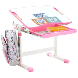 CARO-Möbel Kinderschreibtisch VITA höhenverstellbar und neigbar, in weiß/rosa & Kinderschreibtische