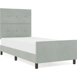 vidaXL Boxspringbett mit Kopfteil Hellgrau 90 x 200 cm Samt - Hellgrau