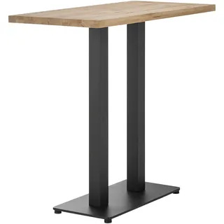 Stolkom Bartisch »Jay Eiche Massivholz geölt, Hochtisch BxHxT 120x104x60 cm«, Industrial Style Eiche Massivholz geölt durchgehende Lamelle, braun