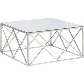 vidaXL Couchtisch Silbern Edelstahl und Hartglas - Silber