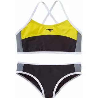 Bustier-Bikini KANGAROOS, Jungen, Gr. 134/140, N-Gr, schwarz (schwarz, gelb), Polyamid, Bikini-Sets Bustier-Bikini, im sportlichen Look