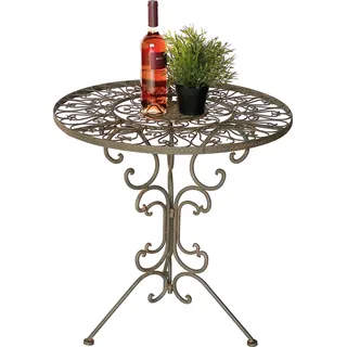 DanDiBo Tisch Bistrotisch Antik Rund Gartentisch Metall 1792 Eisentisch Balkontisch Vintage - Braun