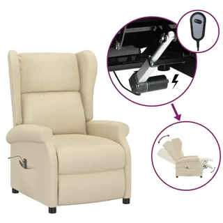Ohrensessel mit Liegefunktion Elektrisch Creme Stoff - Creme