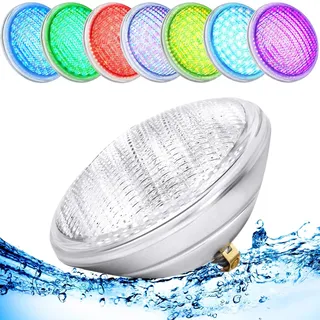 AHJ PAR56 Poolbeleuchtung Unterwasser, 36W LED Poolleuchten RGB, Poolscheinwerfer Led Lampe IP68 Wasserdicht, Pool LED Licht mit Fernbedienung, Schwimmbadleuchten Poolscheinwerfer 12V AC/DC