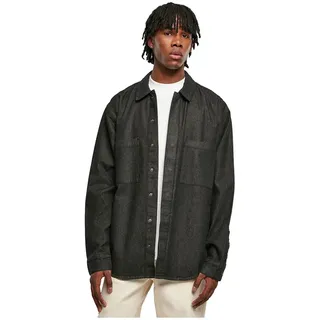 Urban Classics Oversized Denim Pocket Langarmhemd - Real Black Washed - L