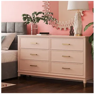 CosmoLiving by Cosmopolitan Kommode »Westerleigh« mit 6 Schubladen, MDF, Beine aus Massivholz, Höhe 85 cm, Breite 145 cm, rosa