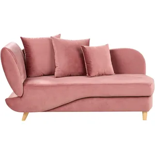 Beliani Chaiselongue Linksseitig Rosa Samtstoff mit Bettkasten Dekokissen Modern Récamiere Liegesofa Sitzmöbel Wohnzimmer Jugendzimmer - Rosa, Braun