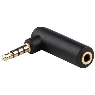 adaptare 10122 Winkel-Adapter 3,5mm Klinkenstecker (4-polig) auf Klinkenkupplung (4-polig), vergoldet, schwarz