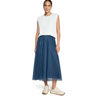 Tüllrock ZERO "Tüllrock mit elastischem Bund", Damen, Gr. 38, blau (sargasso sea), Einsatz: 100% Polyester PES., Röcke Tüllrock