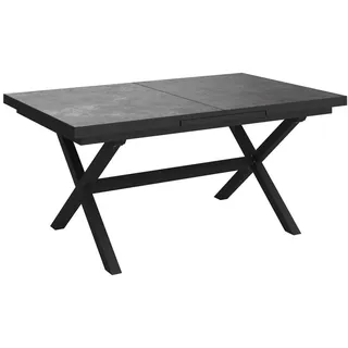 Amatio Gartentisch , Anthrazit, Dunkelgrau , Metall, Keramik , rechteckig , X-Form , 100x76x160-210 cm , ausziehbar , Gartenmöbel, Gartentische, Gartentische ausziehbar