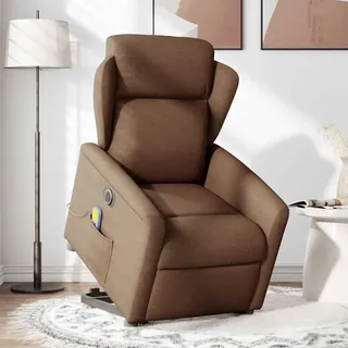 vidaXL Elektrischer Massagesessel mit Aufstehhilfe Braun Stoff - Braun