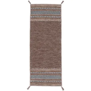 carpetfine Kelim Azizi Wendeteppich 80 x 350 cm Braun