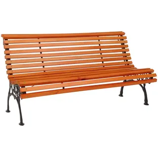 MCW Gartenbank Schwarz, Teak Dekor , Schwarz, Teakfarben , Holz , 160x84x65 cm , Gartenmöbel, Gartenbänke