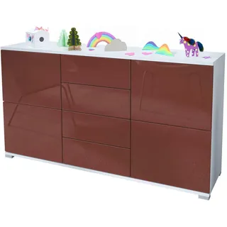 Vladon Sideboard Rova Bordeaux Hochglanz , Holzwerkstoff , 138.5x75.5x35 cm , Kleinmöbel, Kommoden, Sideboards