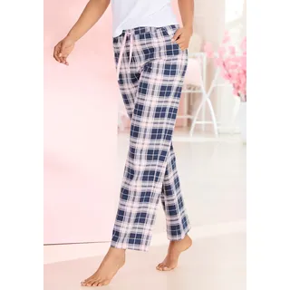 Pyjamahose VIVANCE DREAMS, Damen, Gr. 32/34, N-Gr, rosa, navy, kariert, Single Jersey, Obermaterial: 100% Baumwolle, kariert, Basic, Hosen Pyjamahose, mit Karo-Muster