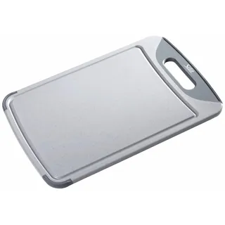 Silit Schneidebrett 38 x 25 cm rechteckig, Kunststoff, Tranchierbrett mit Saftrillen, praktischer Griff, spülmaschinengeeignet, klingenschonend