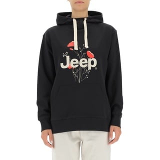 JEEP O102606-B000 J Woman Hooded Oversize Sweatshirt Botanical Print J22W Black L