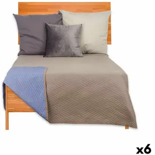 Wendbare Tagesdecke 240 x 260 cm Blau Grau (6 Stück) - Blau