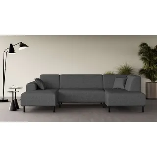 OTTO home Wohnlandschaft U-Form Polyester 3-Sitzer Dunkelgrau