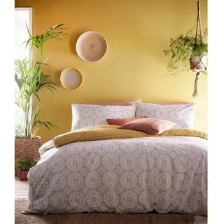 furn. Mandala Bettbezug-Set, Baumwolle, Grau, König
