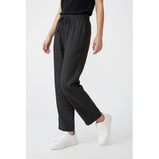 7/8-Hose FREEQUENT "FQLAVA-ANKLE-PA", Damen, Gr. XL, N-Gr, schwarz, Web, Obermaterial: 55% Leinen, 45% Viskose, meliert, unifarben, 7/8-Länge, Hosen 7/8-Hose, aus Leinen und mit Kordelzug