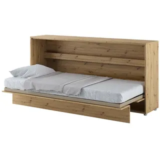 Furniture24 Schrankbett Bed Concept, Wandklappbett mit Lattenrost, V-Bett, Wandbett Bettschrank Schrank mit integriertem Klappbett Funktionsbett BC-06, 90 x 200 cm, Artisan Eiche, Horizontal - Hellbraun