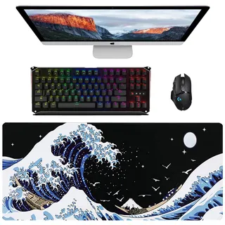 Großes Gaming-Mauspad mit genähten Kanten, XXL Mauspad Gaming, 900x400x3 mm Gaming-Mausmatte, Waschbares Tastaturpad, Schreibtischmatte, Erweitertes Mauspad für Gamer Desktop Büro Home (L-228)