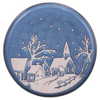 6er Set Servierteller Steingut 28,5 cm Weihnachtsdeko Winter Village