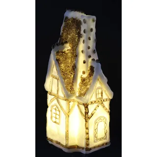 I.GE.A. Dekofigur "Haus" 10 x 24 cm gold/weiß