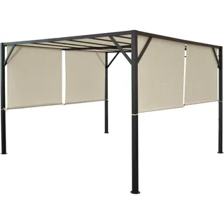 MCW Pergola Beja 4 x 4 m inkl. 4 Seitenteile Cremeweiß