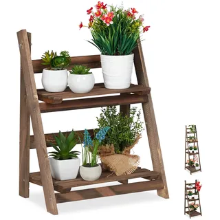 Relaxdays Blumentreppe 51,5 x 41 x 24 cm Dunkelbraun