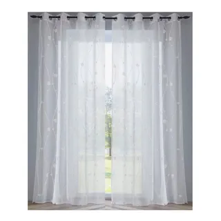 Kutti »Nelly« Ösen, 1, Stk. tlg. mit praktischen Ösen, halbtransparent, modern bestickt Kreise grau, weiß,