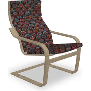 ABAKUHAUS marokkanisch Poäng Sessel Polster, Skala Mandala-Entwurf, Sitzkissen mit Stuhlkissen mit Hakenschlaufe und Reißverschluss, Aqua Orange Rubin