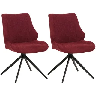 Mendler 2er-Set Esszimmerstuhl HWC-O48, Küchenstuhl, drehbar Auto-Return, Stoff/Textil Chenille (320g/m2) Öko-Tex ~ bordeaux