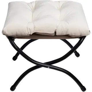 HollyHOME Fußhocker Klappbar Fußablage Fußstütze Faltbar Sitzhocker mit Metallbeinen Fusshocker mit Abnehmbar Gepolsterte Sitzfläche Samt, Beige