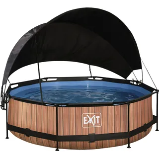 EXIT TOYS Wood Pool 300 x 76 cm inkl. Filterpumpe und Sonnensegel