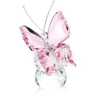 H&D Kristall Fliegend Schmetterling mit Glas Base Figurensammlung Schnitt Glas Ornament Statue Tier Sammler Briefbeschwerer Rosa